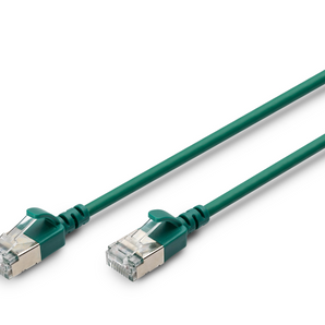 Cabo de rede Cat6A "slim" de 2m (verde) da Digitus. Com blindagem F/FTP e design fino e flexível, é ideal para data centers e espaços confinados. - DK-1632-A-020S-G