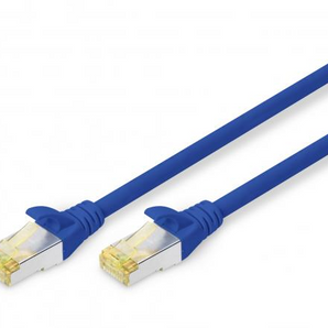 Cabo de rede Cat6A de 0.5m (azul) da Digitus. Com blindagem S/FTP e revestimento LSZH, é ideal para ligações de 10Gbps em data centers e ambientes exigentes. - DK-1644-A-005/B
