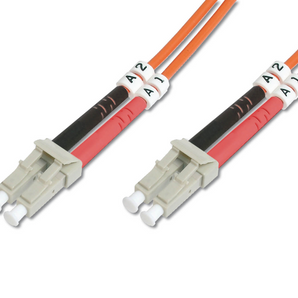 Patch cord de fibra ótica Digitus DK-2533-01. Cabo duplex (1m) multimode (OM2) com conectores LC/LC. Cor Laranja, revestimento LSZH (3mm). - DK-2533-01