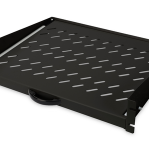 Prateleira extensível 2U para armários com profundidade a partir de 450 mm, 88x483x352 mm, até 30 kg, preta (RAL 9005) - DN-19-TRAY-2-450-SW