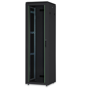 Bastidor 42U Digitus Unique (DN-19 42U-6/8-B-1). 800mm de profundidade, 2053x600x800mm, cor preta (RAL 9005). Porta de vidro, capacidade de 1200kg e proteção IP20. Entregue montado. - DN-1942U-6/8-B-1