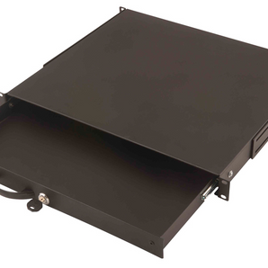 1U lockable drawer with handle 44x481x400 mm, color black (RAL 9005) - DN-19KEY-1U-SW