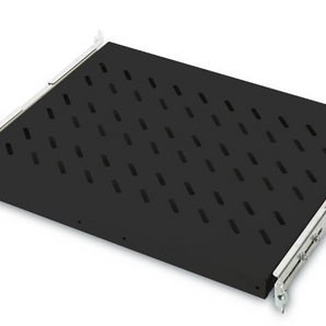 Prateleira extensível 1U para bastidores com 600 mm de profundidade, 40x485x368 mm, até 25 kg, preto (RAL 9005). - DN-19TRAY-2-600-SW