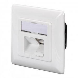 Tomada de rede (espelho) CAT 6 da Digitus (DN-9005-N). 2 portas RJ45 blindadas (STP). Caixa em zinco (die-cast), ângulo 40°, 1GBase-T. Branco Puro (RAL9003). - DN-9005-N