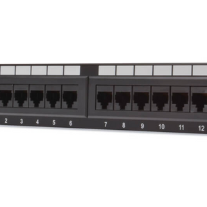 Patch panel 1U de 10 polegadas Digitus DN-91512U. 8 portas RJ45 CAT 5e (Blindado), terminação LSA e 360º de cobertura. Ideal para armários SOHO 10". Preto RAL 9005. - DN-91512U