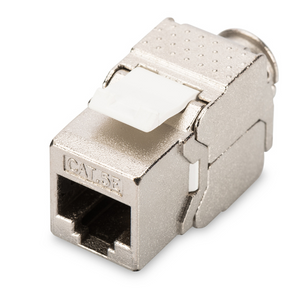 Módulo keystone blindado de Categoria 5e da Digitus. Com ligação LSA sem ferramentas ("tool-free"), é ideal para uma terminação rápida e fácil em patch panels. - DN-93512