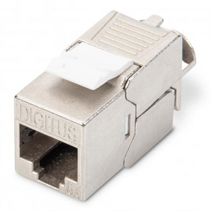 Digitus DN-93615. Módulo Keystone RJ45 Cat.6A blindado (360°). Instalação Tool-free (sem ferramentas). Certificado GHMT. Suporta PoE, PoE+ e 4PPoE (100W). Corpo em Zinco. - DN-93615