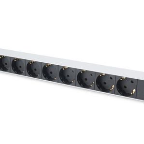 PDU de alumínio 1U, montável em bastidor, com 8 tomadas de segurança 16A, 4000W, 250VAC 50/60Hz. - DN-95401
