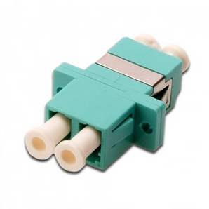 Acoplador (coupling) de fibra ótica Duplex LC para LC da Digitus. Para fibra Multi-Mode OM3, com manga de cerâmica de alta precisão para ligações de 10Gbps. - DN-96009-2