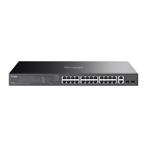 TP-Link Omada ES228GP. Switch Easy Managed de 28 Portas. 24 Portas PoE+ (Budget 250W). 2 Slots SFP. Gestão Cloud Omada. Funções avançadas de Vigilância e VLAN. - ES228GP