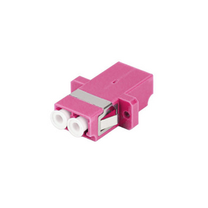 Adaptador (Acoplador) de Fibra Ótica Lanberg LC/UPC Duplex, otimizado para Fibra Multimodo OM4. Púrpura, com baixa perda de inserção (0.15 dB), essencial para 10 Gigabit Ethernet. - FA-LCUP-MD41-0001-VT