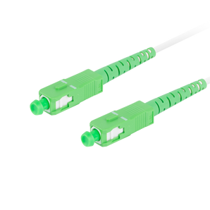 Patch cord de fibra ótica Simplex de 10m (branco) da Lanberg. Fibra Single-Mode G657A2 (9/125µm) com conectores SC/APC, revestimento LSZH e baixa perda. - FO-SASA-SS21-0100-WH