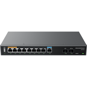 Router VPN Multi-WAN da Grandstream com 9 portas Gigabit, 2 portas 2.5G SFP e 2 saídas PoE. Firewall avançado, gestão na nuvem e controlador para 150 APs. - GWN7003