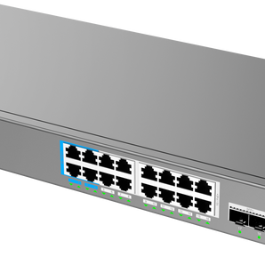Switch Gerido Layer 2++ Grandstream GWN7802P PRO. 16 Portas Gigabit PoE+ (240W). 2x Uplinks SFP de 2.5 Gigabit. Routing Estático, VLAN avançada. Gestão Cloud. - GWN7802P PRO