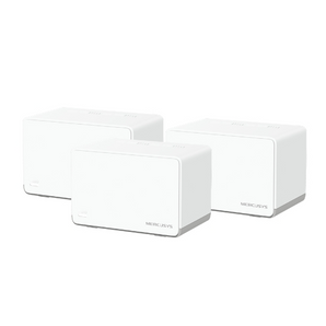 Sistema Mesh Wi-Fi 6 AX1800 Mercusys Halo H70X (Pack de 3). Velocidade 1.8 Gbps. 3x Portas Gigabit por unidade. Cobertura até 550m². Conecta 150+ dispositivos. - HALO H70X(3-PACK)