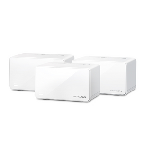 Sistema Mesh Wi-Fi 6 AX6000 Mercusys Halo H90X (Pack de 3). Velocidade 6 Gbps. Porta 2.5 Gigabit. Cobertura até 800m². Conecta 150+ dispositivos. Roaming contínuo. - HALO H90X(3-PACK)