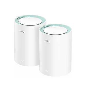 Cudy M1300 2-Pack: 2 unidades Wi-Fi Mesh AC1200 com portas Gigabit, MU-MIMO, Fast Roaming e VPN. Melhore a cobertura com gestão pela Cudy App.