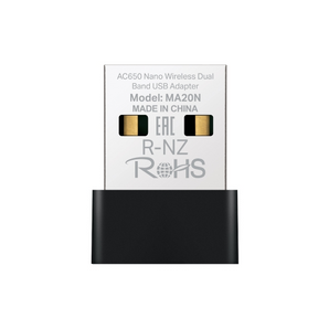 Adaptador USB Wi-Fi Nano Mercusys MA20N. Velocidade AC650 (433+200 Mbps). Design ultra-compacto (Plug & Forget). Instalação automática no Windows 10/11. WPA3. - MA20N