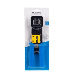Alicate de cravar Lanberg NT-0204. Especial para fichas RJ45 Pass-Through (corta o excesso de fio). Suporta também RJ11/RJ12. Mecanismo de roquete e decapador. - NT-0204