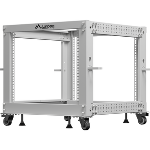 Bastidor aberto 9U (Open Rack) Lanberg OR01-6109-S. Profundidade ajustável (576-1033mm), alta carga (600kg) e 4 postes. Inclui rodas. - OR01-6109-S