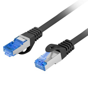 Lanberg PCF6A-10CC-0050-BK. Cabo de rede 50cm Cat.6A S/FTP. Velocidade 10 Gigabit (500MHz). Revestimento LSZH. Condutores CCA. Cor Preto. - PCF6A-10CC-0050-BK