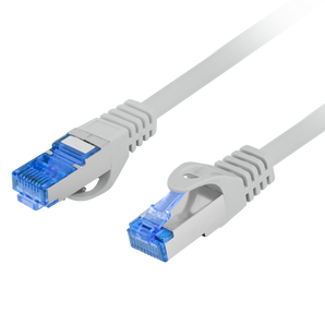 Lanberg PCF6A-10CC-0050-S. Cabo de rede 50cm Cat.6A S/FTP. Velocidade 10 Gigabit (500MHz). Revestimento LSZH. Condutores CCA. Cor Cinza. - PCF6A-10CC-0050-S