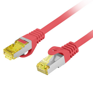 Patch Cord Lanberg Categoria 6A S/FTP (Blindado), 2m, 100% Cobre, LSZH. Desempenho certificado a 500 MHz (Fluke Passed) para 10 Gigabit Ethernet. Cor Vermelha. - PCF6A-10CU-0200-R