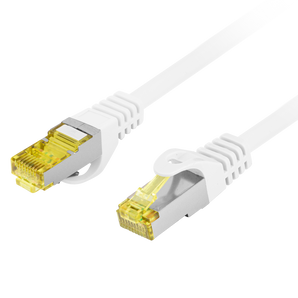 Cabo de rede 2m Cat. 6A S/FTP Lanberg (Branco). 100% Cobre (CU), blindado e LSZH. Ideal para 10GbE e PoE+ (Fluke Passed). - PCF6A-10CU-0200-W