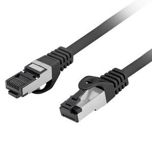 Cabo de rede Lanberg Cat. 8.1 de 50cm (Preto). 100% Cobre (CU), S/FTP e LSZH. Ideal para 25GbE/40GbE (2000 MHz) em bastidores. - PCF8-10CU-0050-BK