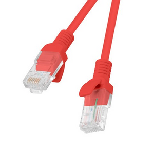 Cabo de rede Lanberg (PCU5-10CC-0050-R) de 50cm. Cat. 5e UTP (CCA) na cor Vermelha. Ideal para identificação de VLANs em bastidores. Testado (Fluke Passed). - PCU5-10CC-0050-R