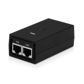 Injetor PoE Passivo Ubiquiti POE-24-12W. Saída 24V 0.5A (12W). Portas 10/100 Mbps. Proteção ESD e Remote Reset. Ideal para airMAX e UniFi 24V. - POE-24-12W