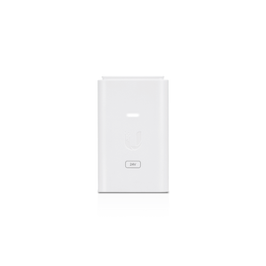 Injetor Power over Ethernet (PoE) de 24V, 0.5A (12W) da Ubiquiti. Com porta Gigabit, proteção contra surtos e capacidade de reset remoto. Cor: Branco. - POE-24-12W-WH