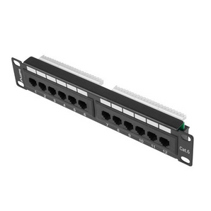 Lanberg PPU6-9012-B. Painel de distribuição de 12 portas RJ45 Cat.6 UTP. Exclusivo para bastidores de 10 polegadas. Terminação IDC/LSA. Cor Preto. - PPU6-9012-B