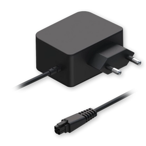 Fonte de alimentação oficial Teltonika (PR3PXEU3). 18W (12V / 1.5A) com ficha EU (Tipo C) e conector industrial de 4-pinos. Eficiência Nível VI. - PR3PXEU3