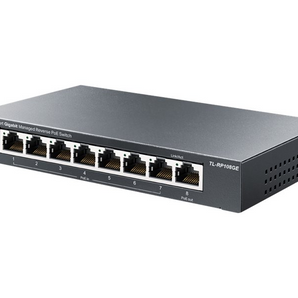 TP-Link RP108GE. Switch Reverse PoE Gigabit. 7 Portas de Entrada PoE (Alimentam o switch) + 1 Saída PoE. Saída DC 5V/12V para ONUs. Gestão Web (VLAN, QoS, IGMP). - RP108GE