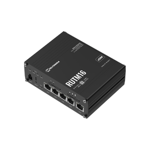 Teltonika RUTM16. Router Industrial 4G LTE Cat 6 (300Mbps). Dual SIM + eSIM. 5x Portas Gigabit. Wi-Fi AC Dual Band. GPS/GNSS. RutOS. Caixa de alumínio robusta. - RUTM16000000