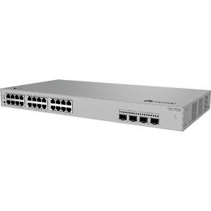 24 portas GE PoE+ (195W), 2 uplinks 10G SFP+ e 2 uplinks 2.5G SFP. Capacidade 98 Gbit/s. - S220S-24LP4JX