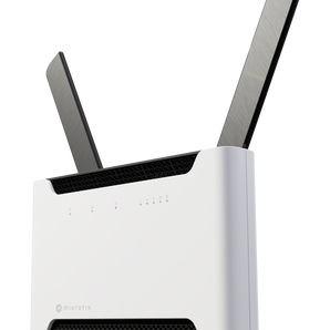 Router 4G LTE de nova geração da MikroTik. O Chateau LTE18 ax oferece velocidades até 1.2 Gbps, Wi-Fi 6 de alta velocidade e uma porta Ethernet de 2.5 Gigabit. - S53UG+5HAXD2HAXD-TC&EG18-EA