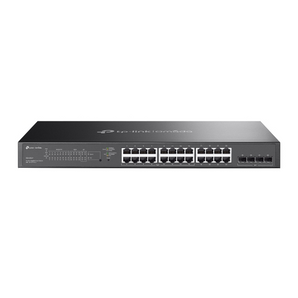 TP-Link Omada SG2428LP. Switch Gerido L2+. 16 Portas PoE+ (150W) + 8 Portas Dados + 4 Slots SFP. Design Fanless (Silencioso). Roteamento Estático. Gestão Omada SDN. - SG2428LP