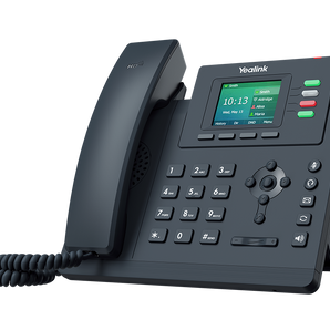 Telefone IP de secretária da Yealink com ecrã a cores de 2.4". O SIP-T33G oferece 4 contas SIP, voz HD, 2 portas Gigabit e a tecnologia Smart Noise Filtering. - SIP-T33G