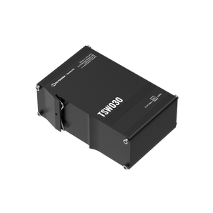 Switch industrial não gerido de 8 portas 10/100 Mbps da Teltonika. O TSW030 possui uma caixa de alumínio robusta, montagem em calha DIN e baixo consumo. - TSW030000000