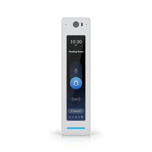 Leitor de acessos de 3ª geração da Ubiquiti. O UniFi G3 Pro oferece múltiplas formas de acesso (NFC, PIN, App), intercomunicador de vídeo e um ecrã tátil de 4.7". - UA-G3-PRO-W