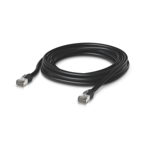Cabo de rede de 5m (preto) da Ubiquiti para exterior. Com revestimento resistente a intempéries e UV, e blindagem superior S/FTP para proteção máxima. - UACC-CABLE-PATCH-OUTDOOR-5M-BK