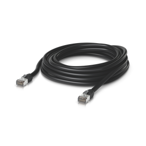 Cabo de rede de 8m (preto) da Ubiquiti para exterior. Com revestimento resistente a intempéries e UV, blindagem STP e fio de dreno para proteção ESD. - UACC-CABLE-PATCH-OUTDOOR-8M-BK
