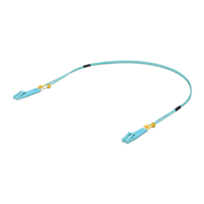 Patch cord de fibra ótica Duplex de 1m da Ubiquiti. Fibra Multi-Modo OM3 (50/125µm) com conectores LC-LC, ideal para ligações de 10Gbps em bastidor. - UACC-OFC-MM-1M
