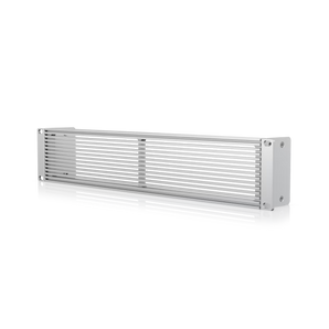 Ubiquiti UACC-RACK-PANEL-VENTED-2U. Painel cego de 2U com grelha de ventilação. Acabamento em alumínio prateado compatível com estética UniFi. Aço SPCC robusto. - UACC-RACK-PANEL-VENTED-2U