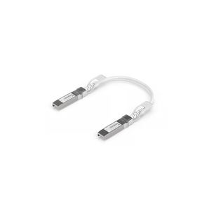 Cabo Direct Attach (DAC) de 0.15m da Ubiquiti com otimização automática de link. Suporta 1/10/25 Gbps e é ideal para interligar equipamentos UniFi empilhados. - UACC-UPLINK-SFP28-0.15M-10