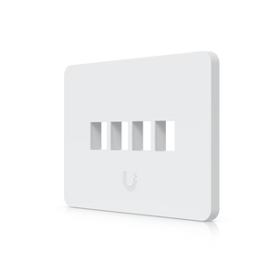 Ubiquiti UACC-WP-KEYSTONE-H-4P. Espelho de parede universal para keystone de 4 portas (Horizontal). Tampa em policarbonato pintável. Suporte em aço SGCC. Pack de 4. - UACC-WP-KEYSTONE-H-4P
