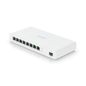 8 portas GE PoE (27V Passivo, 110W) e 1 porta SFP. Switch Layer 2 gerido pela plataforma UISP. Ideal para MicroPoPs. - UISP-S