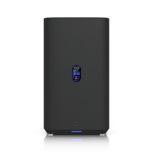Network Attached Storage (NAS) de 4 baías da Ubiquiti. O UNAS-4-B oferece cache M.2 NVMe, porta 2.5GbE, alimentação PoE+++ e gestão UniFi Drive. - UNAS-4-B